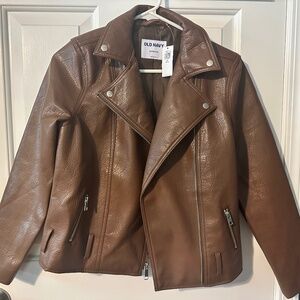 NWT Old Navy Brown Faux Leather Jacket (no belt) Petite XS